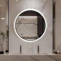 Niccy 32" LED Backlit Round Mirror for Bathroom, Black Framed Vanity Light Wall Mirror LED Smart Circle Mirrors with 3 Lighting Colors, Dimmable Lighted Mirror with Anti-Fog, IP65 Waterproof