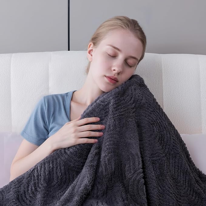 Heated Blanket Queen Size - 84"x90" Cozy Soft Jacquard Heating Blanket with 4 Heat Levels & 10 Hours Auto-Off, Jacquard Fleece, Overheating Protection, Warm Gifts, Grey