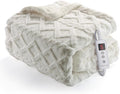 CAROMIO Heated Throw Blanket - Thick Tufted Sherpa Electric Blanket Throw with 10 Heating Levels and 10 Time Settings, ETL Certified Machine Washable Fast Heating Blanket Throw 50"×60", Off White