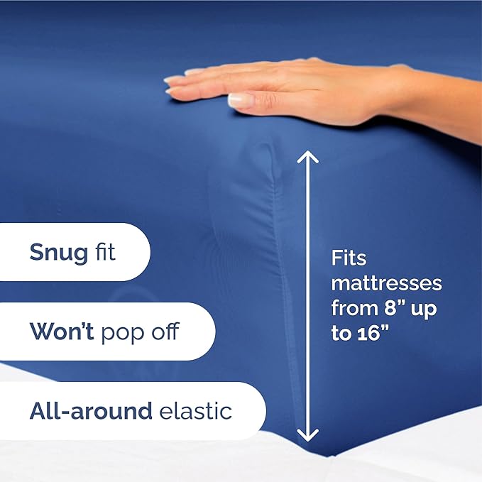 Split King Size 5 Piece Sheet Set - Extra Soft, Breathable & Cooling Sheets - Hotel Luxury Bed Sheets for Women & Men - Deep Pockets, Easy-Fit & Wrinkle-Free Sheets - Cobalt Blue Oeko-Tex Bed Sheets
