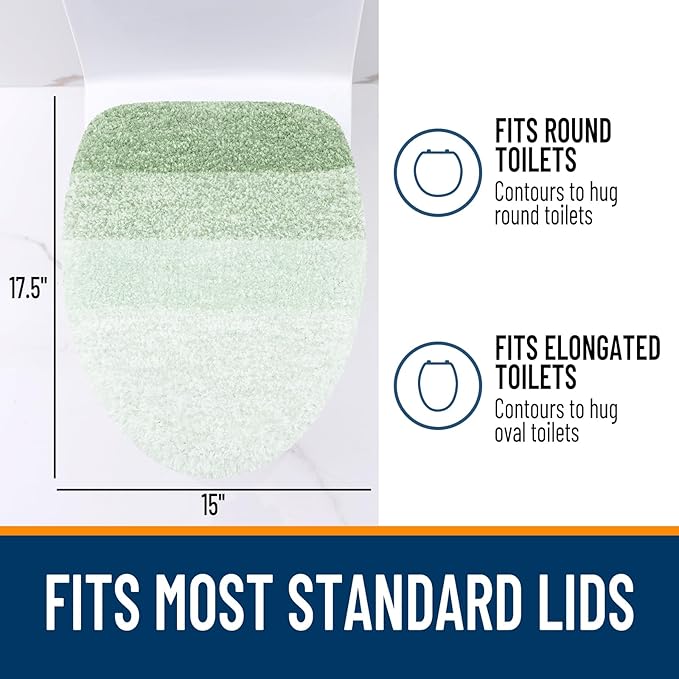 OLANLY Soft Microfiber Bathroom Toilet Lid Cover, Machine Washable Covers, 17.5x15, Stays in Place Rubber Backing, Fits Most Round, Elongated and Oblong Lids, Accessories Decor, Sage Green