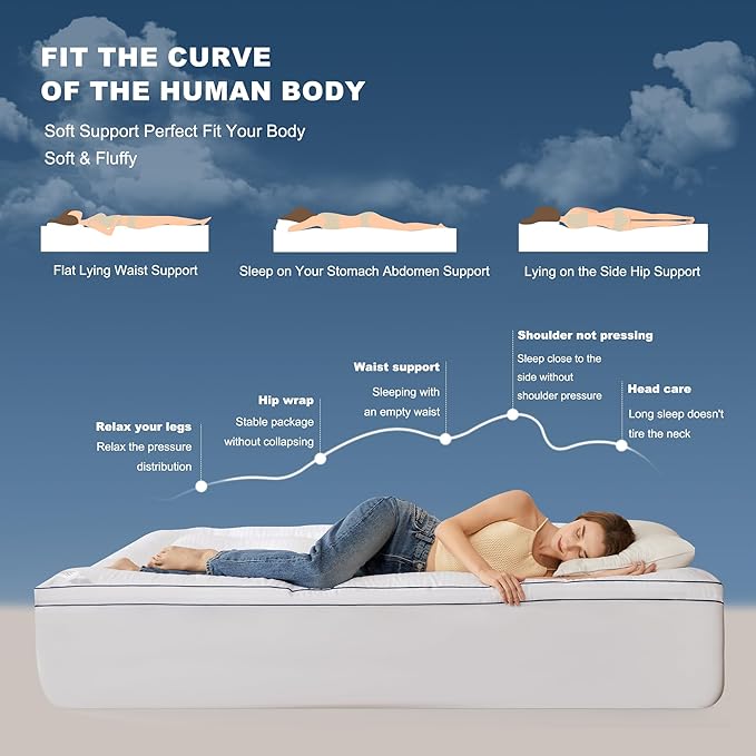 BEDLORE Twin XL Mattress Topper, Thick Pillow Top Pad for Back Pain Relief, Cooling Soft Mattress Cover with Deep Pockets 6-15 inch