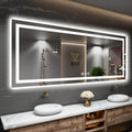 Amorho 84" X40" LED Mirror for Bathroom with Front and Backlight, Large Dimmable Wall Mirrors with Anti-Fog, Shatter-Proof, Memory, 3 Colors, Double LED Vanity Mirror