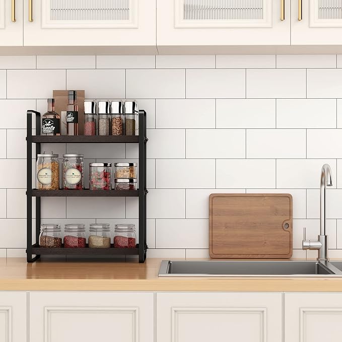 Bathroom Counter Organizer,Bathroom Countertop Organizer,Counter Shelf,Countertop Storage,Organization and Storage,Makeup Shelf,Sink Caddy(Brown 3 Tier)