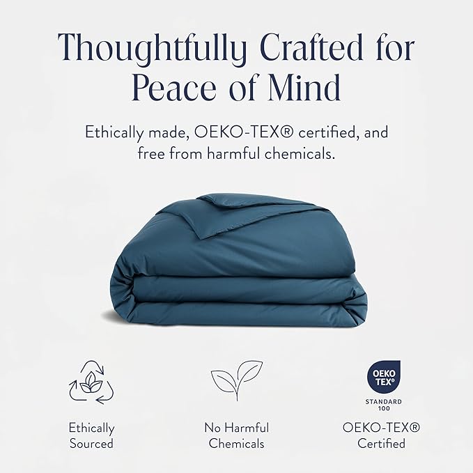 Brooklinen Luxury Percale Duvet Cover – 100% Cotton, Cool, Crisp, Extra-Long Corner Ties, Button Closure, Soft & Breathable – Machine Washable, Duvet Cover King/California King Bed Sizes (Abyss)