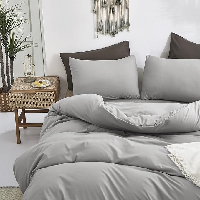 Cottonight Silver Grey Comforter Sets California King Light Grey Bedding Comforter Set Gray Blanket Quilts Solid Modern Bedding Comforter Sets for Cal King Bed Women Men Adults