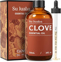 SU JUABA Clove Essential Oil 4 Oz, 100% Pure & Natural Aromatherapy Oil for Oral Care, Teeth & Gums, Diffuser, Skin, Hair - 118ML