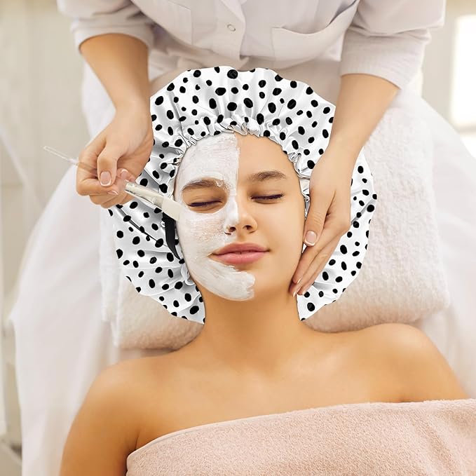 2 PCS Bonnets for Women Girls Satin Hair Bonnet Silk Adjustable Elastic Double Layer Hair Wrap Sleep Cap Comfort Cute-Leopard Spots