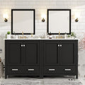 60" Bathroom Vanity Set with Double Vanities, Double Ceramic Sinks, Storage Shelf, Soft Closing Doors, Divided Drawers (Mirror not Included), Large Bathroom Vanity Sink Set (Black)