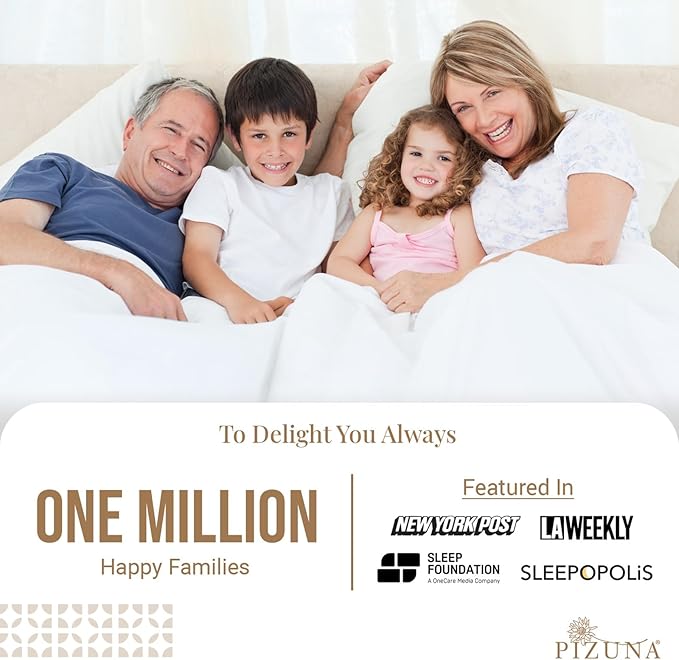 Pizuna Pure 100% Cotton King Size Sheets, 800 Thread Count Long Staple Cotton Crisp Sateen Sheets with 15inch Deep Pocket