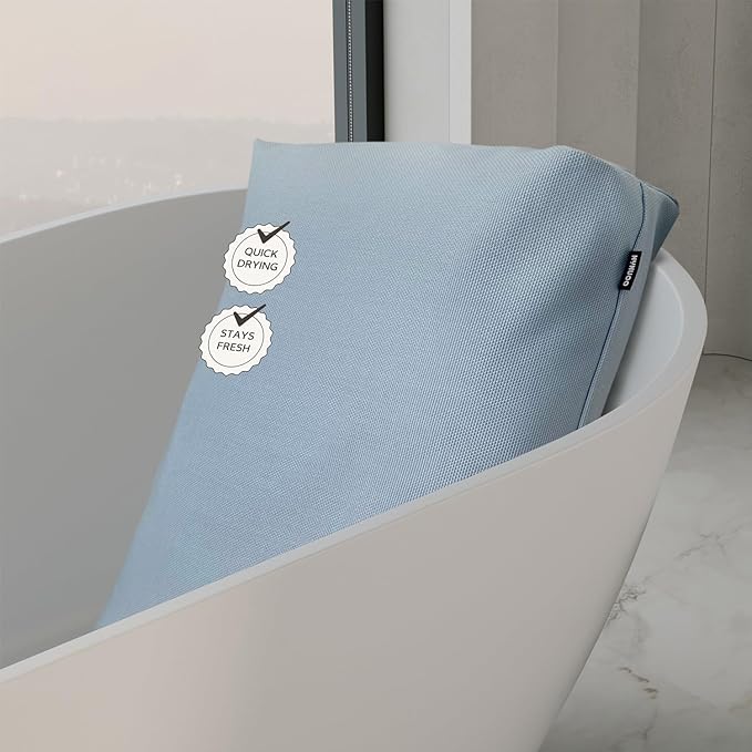 Bath Pillows for Tub Neck and Back Support,Bathtub Cushion backrest headrest Neck Pillow,tub Pillow for Bathtub,3D Mesh Core,Breathable,Quick-Drying,Ergonomic Relaxation (Blue)
