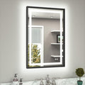 TETOTE 24 x 36 Bathroom LED Mirror Brushed Black Metal Frame Frontlit & Backlit Vanity Mirror Anti-Fog Stepless Dimmable 3 Colors White/Warm/Natural Mirror with Lights Wall-Mounted