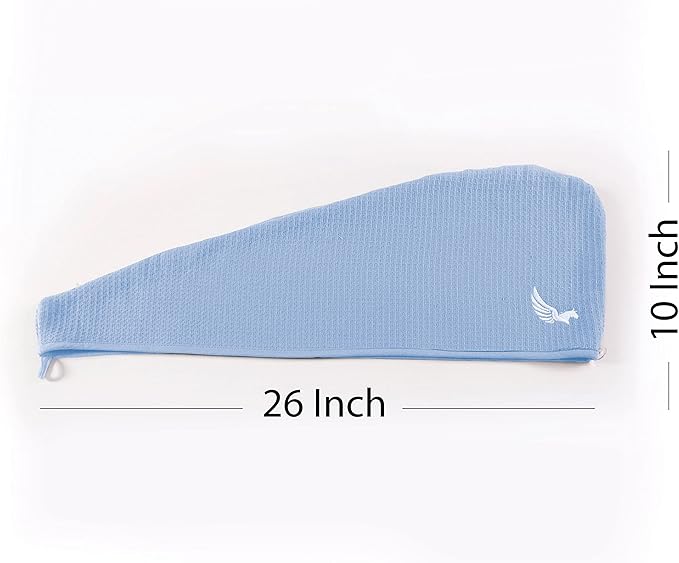 100% Turkish Cotton Hair Towel Wrap for Women,Non Microfiber,400-GSM(Grams per Square Metre),AntiFrizz,Hair Plop Waffle Towels for Curly,Long&Thick Hairs,Turban Head Wrap,1Pack10x26inc