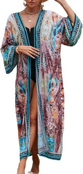 Women Casual Open Front Lightweight Cardigan Long Beach Kimono Cover Up