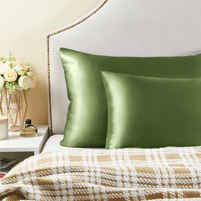 BEDELITE Satin Pillowcase for Hair and Skin, Super Soft Similar to Silk Pillow Cases 4 Pack with Envelope Closure, Cooling Pillowcases for Women Men (20"x30" Queen Size, Cedar Green)