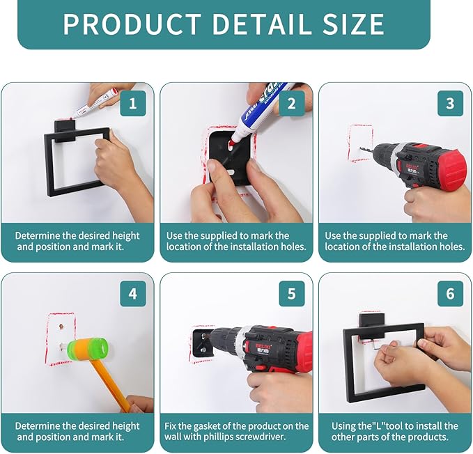 5-Pieces Matte Black Bathroom Hardware Accessories Set, 15.6 inch Towel Bar,Towel Racks for Bathroom, Robe Towel Hooks, Toilet Paper Holder Wall Mounted