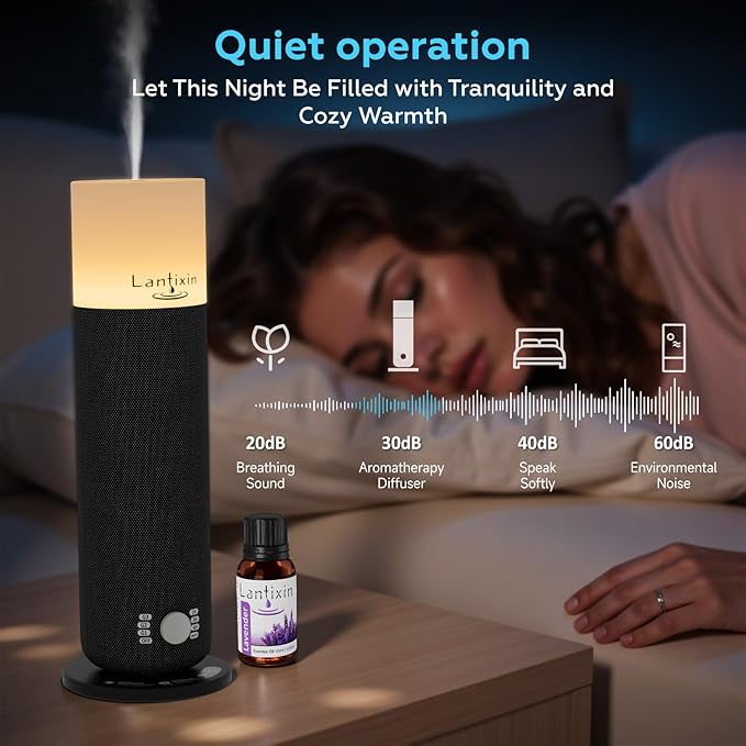 Lantixin Waterless Essential Oil Diffuser Nano Atomization Technology for Large Home-Adjustable and Long Lasting air Diffuser for Hotel Office Bedroom Large Home (Black)