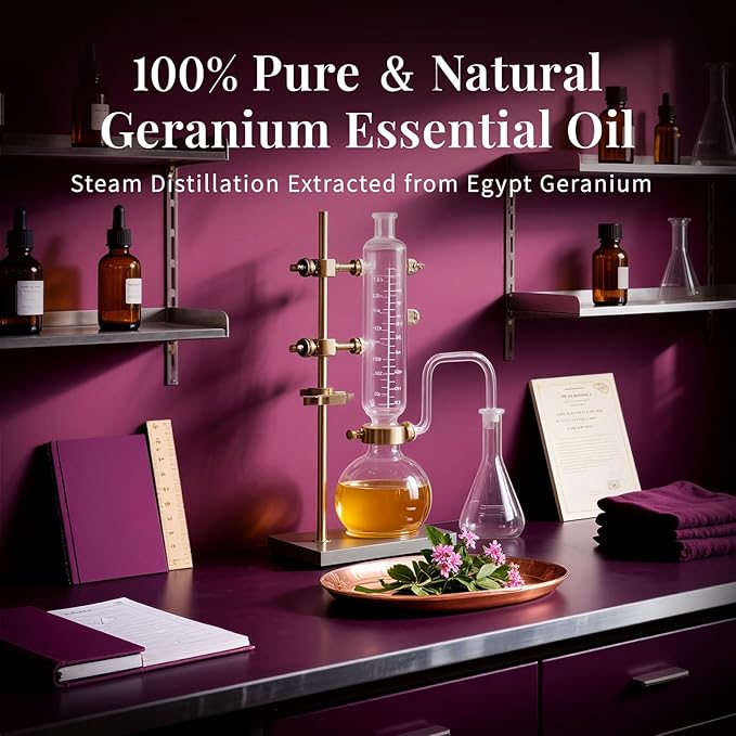 SU JUABA Geranium Essential Oil 4 Oz, 100% Pure & Natural Aromatherapy Oil for Diffuser, Skin Care, Hair & Massage - 118ML
