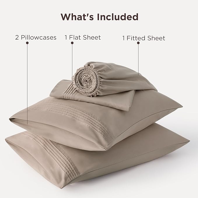 Bedsure Deep Pocket King Sheet Set - Fits Mattresses Up to 21 Inches Thick - 4 Piece GentleSoft Bed Sheets, Moisture Wicking, Soft & Cooling Bedsheet & Pillowcases, Easy & Secure Fit, Taupe