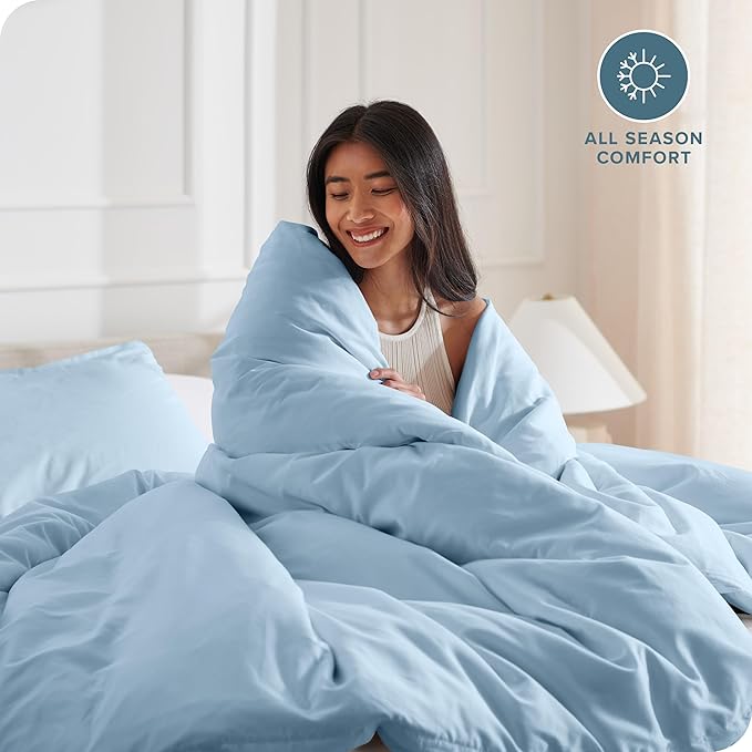 Bare Home Bedding Duvet Cover Extra Long Size - Premium 1800 Super Soft - Lightweight, Cooling Duvet Cover - Soft Breathable Bedding (Twin/Twin XL, Light Blue)
