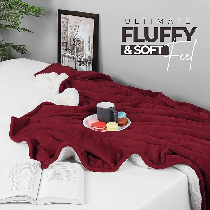 Utopia Bedding Sherpa Blanket Twin Size (Red, 90x66 Inches) - Soft Lightweight Plush Fleece Reversible Blanket for Bed, Sofa, Couch, Camping and Travel