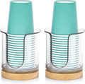 Bathroom Cup Dispenser for Countertops,2 Pack of Bathroom Cup Holders for 3 oz Cups,Small Cup Holder for Mouthwash and Paper Cups (Clear 2 Pack)