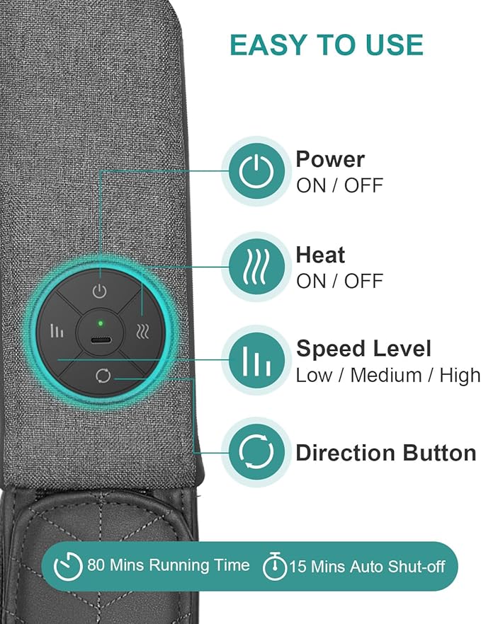 Nekteck Cordless Neck and Back Massager for Pain Relief Deep Tissue, Shiatsu Neck Massager with Heat, Portable Massage Pillow Tool for Shoulder Leg Muscle, Home Office Car Use, Gifts for Men Women Dad