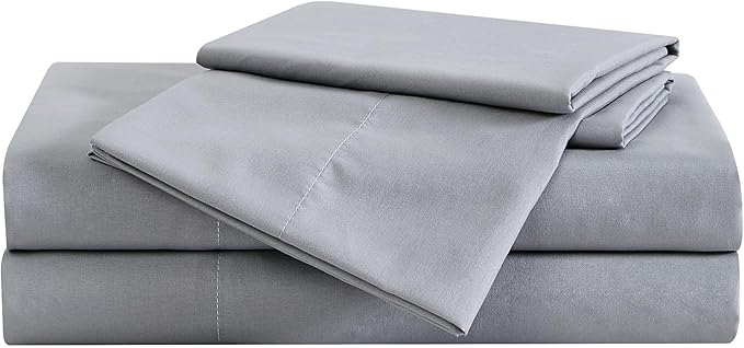 London Fog Garment Washed Solid Sheet Set Grey Microfiber 3-Piece Twin XL Sheet Set, Solid Themed, Deep Pocket, Adult and Teen, Oeko-TEX Certified