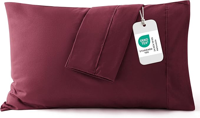 Bedsure King Size Pillow Cases Set of 2 - Burgundy Brushed Microfiber Pillowcases 2 Pack, Super Soft Pillow Case Cover with Envelope Closure, Wrinkle, Fade and Stain Resistant, 20x36 Inches