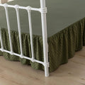 Tufted Dot Bed Skirt Queen Size Ruffled Bed Skirt with Split Corners, 18 Inch Drop Dust Ruffle Bed Skirts with Platform, Olive Green