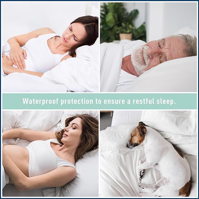 Queen Size Mattress Protector Waterproof Quilted Mattress Cover Cotton Mattress Pad Cover Extra Deep Pocket 18-22" Thin Version Hypoallergenic & Soft