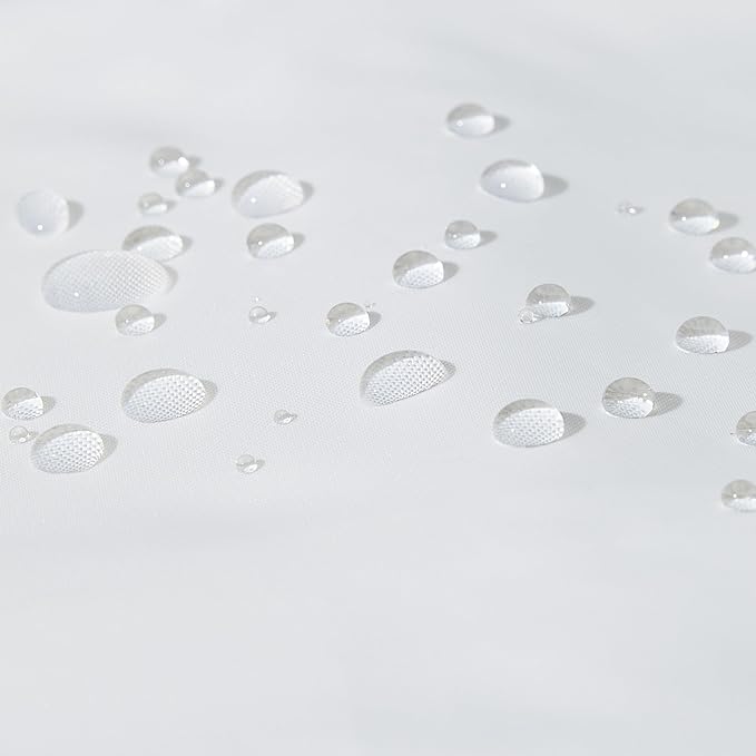 Amazon Basics Bathroom Shower Curtain, Water Resistant Fabric with Grommets & Hooks, Machine Washable, 72"x72", White