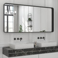 TETOTE 48 x 24 Inch Black Frame Mirror, Bathroom Vanity Mirror for Wall, Modern Rectangle Round Corner Matte Framed Mirror (Horizontal/Vertical)