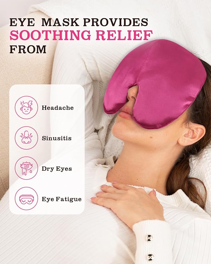 Weighted Sinus Mask, Warm Cold Compress Eye Mask for Dry Eyes, Migraine, Sinus Pressure Relief, Stress, Eye Pillow Microwavable Face Heating Pad for Puffy Eyes, Self-Care Gifts for Women