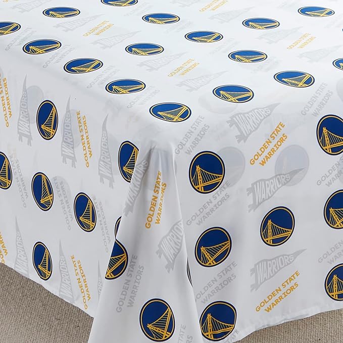 Officially Licensed Golden State Warriors NBA Twin Size Sheet Set – Soft Team Logo Bedding for Dorms, Bedrooms, Fan Caves & Game Day Style