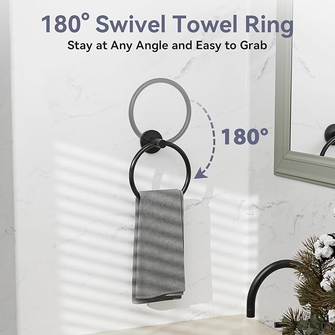 Matte Black Towel Bar Set, 24 Inch Bathroom Hardware Set, Wall Mounted Bathroom Towel Holder Set, Modern Bathroom Accessories, Durable SUS304 Stainless Steel, 4-Piece