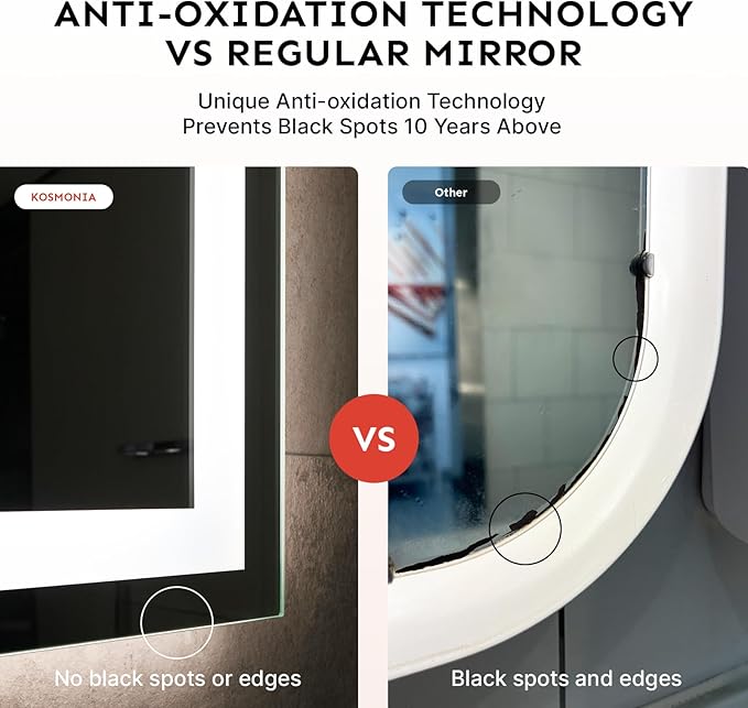 35x24 LED Bathroom Mirror with Lights – Anti-Fog, Dimmable, Backlit & Front Lit Lighted Vanity Mirror for Wall – Smart Bathroom Mirror with Memory Function, Shatterproof Tempered Glass