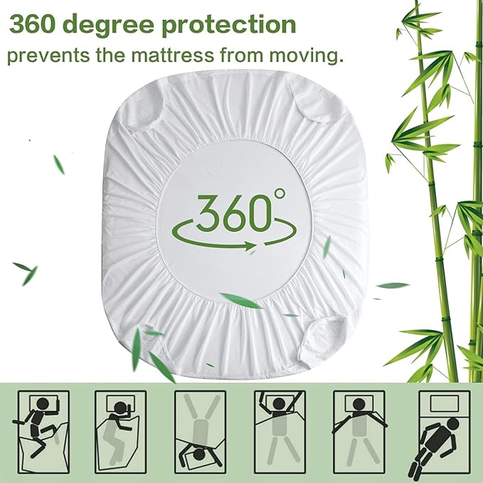 MERITLIFE 100% Waterproof Twin XL Size Mattress Protector Noiseless College Dorm Room Bed Mattress Cover Extra Long Single Cooling Breathable Soft Washable (White,Twin XL 39"x80")