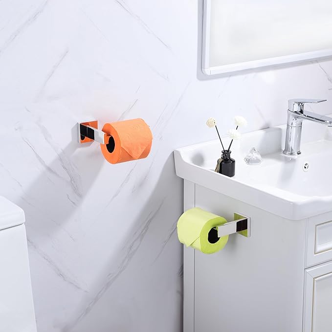 LANC Chrome Toilet Paper Holder, Bathroom Silver Toilet Paper Roll Holder Wall Mounted for Bathroom Washroom Modern TP Tissue Holder Dispenser 304 Stainless Steel Polished Right, A8807CP