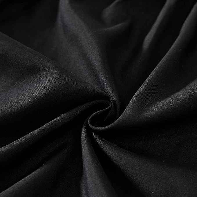 MEILA Wrap Around Bed Skirt Three Fabric Sides Elastic Dust Ruffled 24 Inch Tailored Drop,Easy to Install Fade Resistant-Black, Queen/King