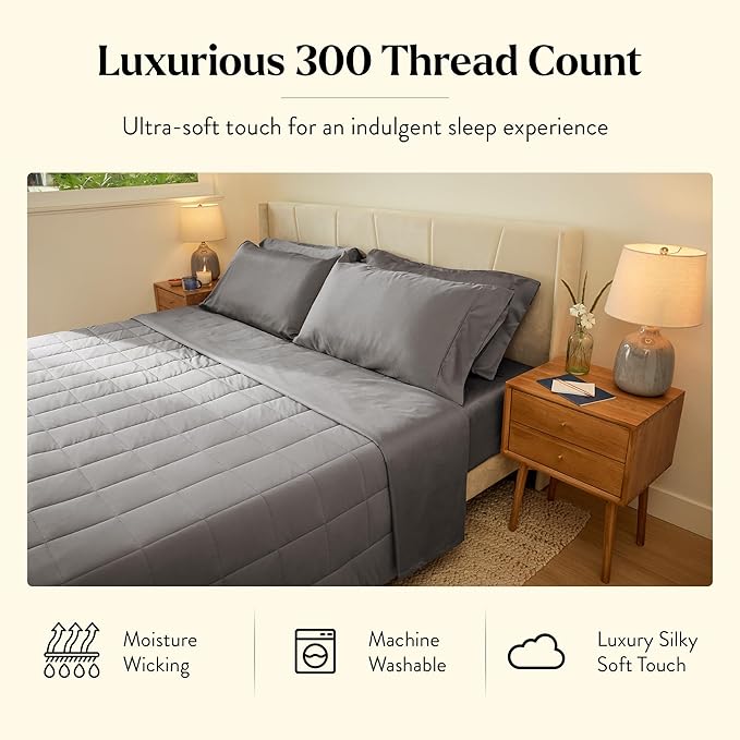 Miracle Made Soft Cooling Comforter – All-Season Silver-Infused Cozy Cotton Fabric – Lightweight, Hypoallergenic Bedding for Hot Sleepers, King Size Blanket, Stone