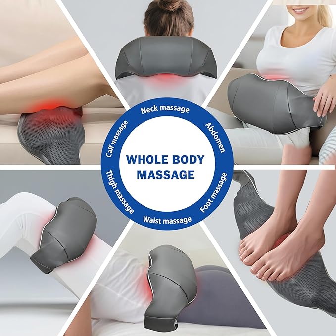 Joyset Shiatsu Neck and Back Massager with Heat,Electric Shoulder Massager for Pain Relief Deep Tissue,3D Kneading Massage with Cloth Cover Easy to Clean Best Gift for Men Women Parents (Gray)