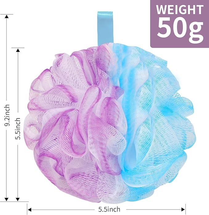 Bath Loofah Sponge Back Scrubber Shower Sponge Soft Mesh Exfoliator Pouf Shower Ball Bath Sponges for Women and Men Bath Accessories (4Pcs 50g Mix Black)