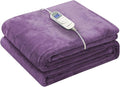 Wapaneus Foot Pocket Heated Blanket Electric Throw with 10 Heating Levels and 4 Timer Settings 4 Hours Auto Shut Off, Flannel Fast-Heating Heated Throw 50" x 60", Machine Washable, Purple