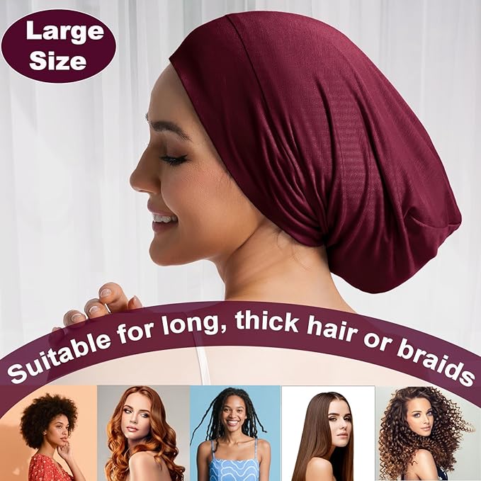 Sleep Cap Bonnet for Sleeping Black Women Men, Adjustable Cooling Lining Bonnets for Curly Hair Wrap Braids Beanie Night Hat