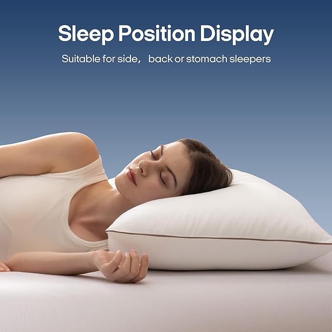 puredown® Goose Feathers and Down Pillows, Premium Medium to Firm Bed Pillows for Sleeping, Luxury Pillows with 100% Cotton Cover, 2 Pack, Standard Size, 20x26 Inches