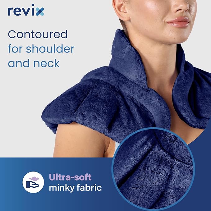 REVIX Microwave Heating Pad for Neck Shoulders and Back, Weighted Hot Neck Shoulder Wrap with Herbal Aroma, Microwavable Moist Heat Warmer, Scented