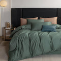 MooMee Duvet Cover Set 100% Extra Long Staple Cotton 600 Thread Count Silky Sateen Smooth Luxury Soft Breathable Durable Hotel Quality Bedding, 3 Pieces (Dark Green, King 104"x90")