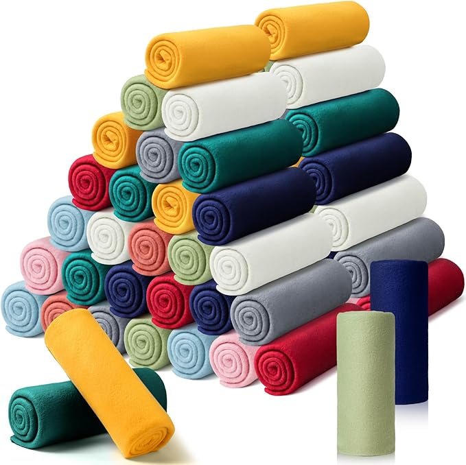 Kinlop Fleece Blanket Bulk 60 x 50 Inch Soft Lightweight Fleece Cozy Blanket Warm Throw Plush Pet Throw for Bed Couch Sofa Home Office Wedding Gifts Travel Camping(Classic Color,60 Packs)