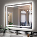 ISKM 40'' x 32'' LED Mirror for Bathroom Lighted Vanity Mirror for Wall Front Lights + Backlit LED Bathroom Mirror Anti-Fog Tempered Glass ETL Listed